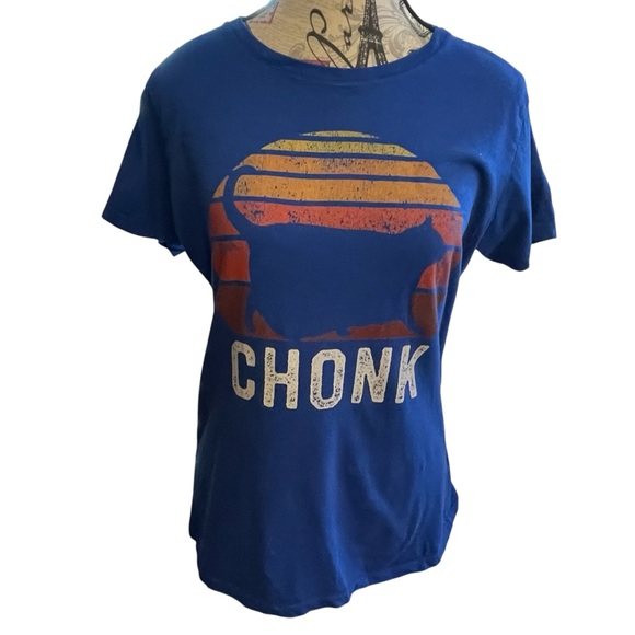 Port and Company Tops - Blue Cat Chonk Graphic T-Shirt